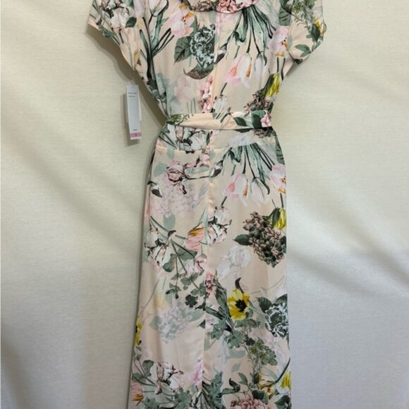 Y-13 DN Designs NWT Pink Floral Ruffled Shirt Sleeve High Low Dress Size 10 - Picture 8 of 15